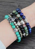 Boho Bracelet, Stretchy Bracelet, 8MM Blue Lapis Luzuli Antique Buddha